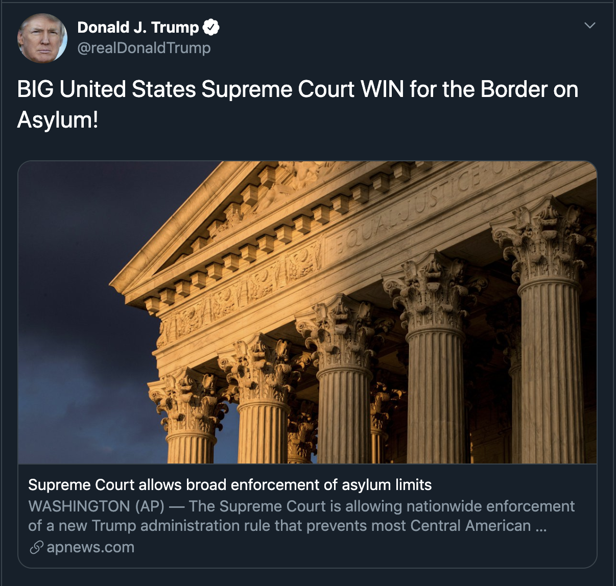 Supreme Court Allows Trump Administration To Deny Asylum To Migrants On